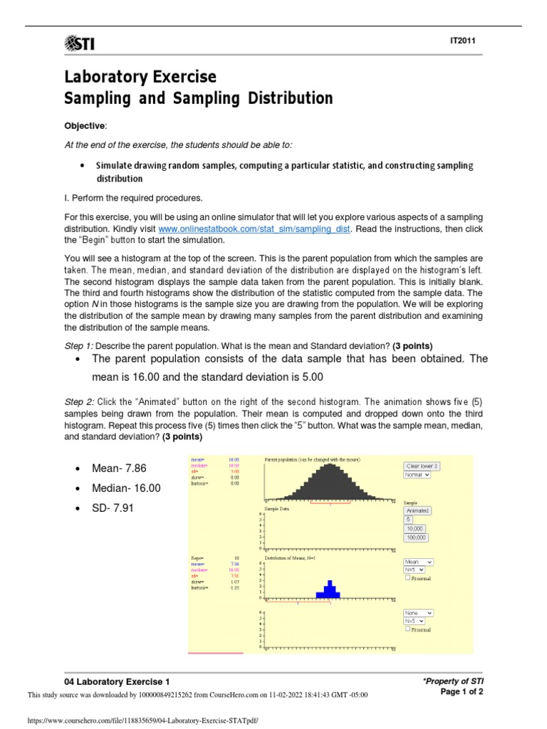 04 Laboratory Exercise STAT PDF PDF Standard Deviation Skewness