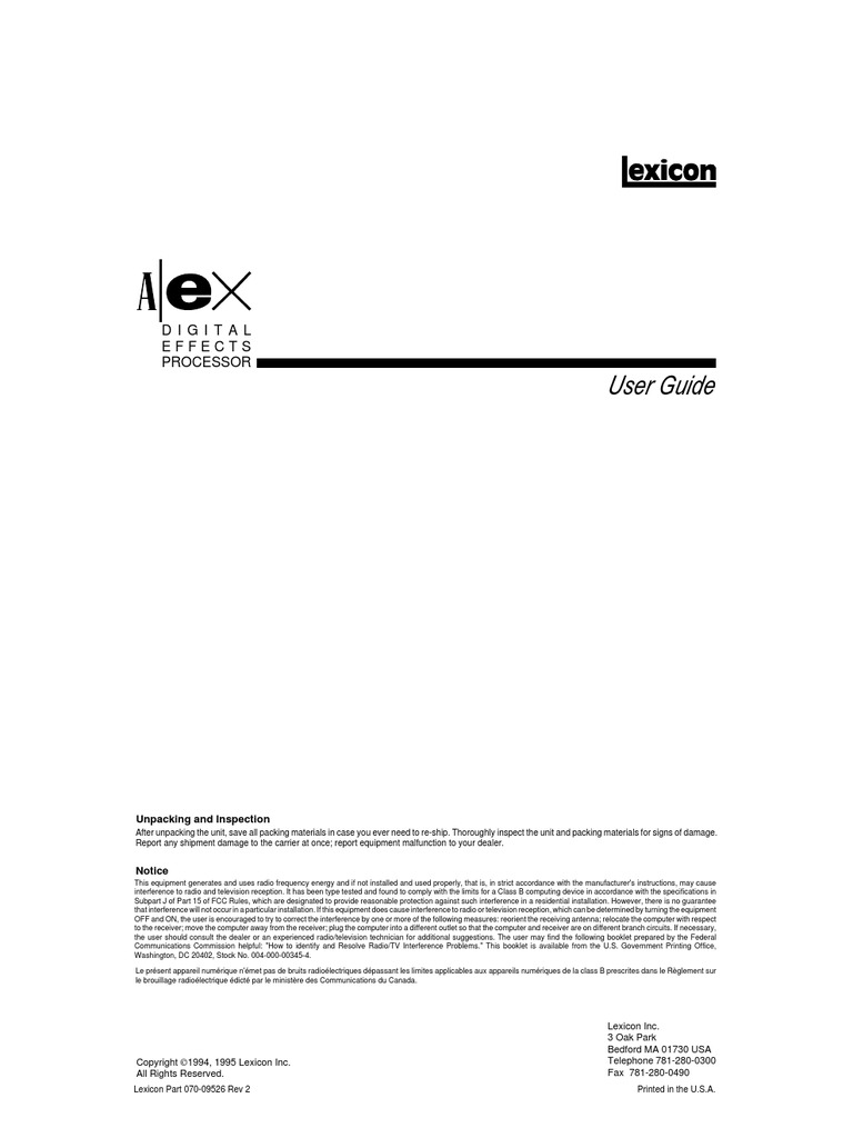 Alex User Guide Rev2 | PDF