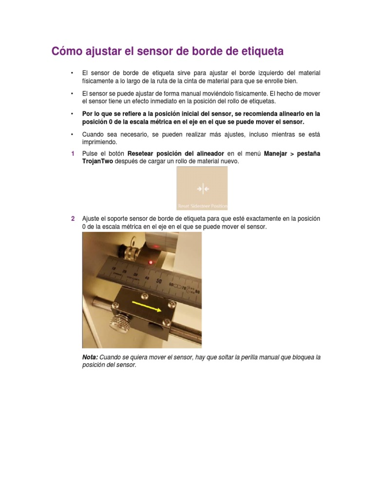 Cómo Ajustar El Sensor de Borde de Etiqueta | PDF