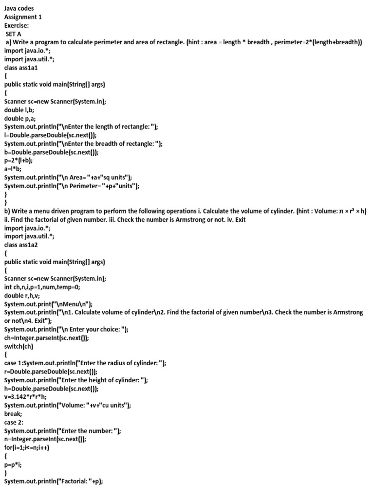 Java Codes 1.0 | PDF | Constructor (Object Oriented Programming ...