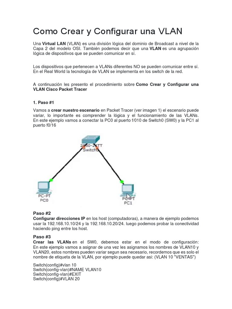 Configurar VLAN en Cisco Packet Tracer | PDF | Ingeniería Informática ...