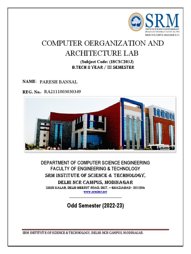 Lab File Front Pages | PDF | Engineering | Computing
