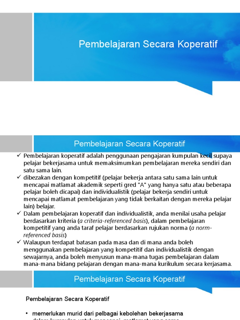 Kuliah 3a Pembelajaran Secara Koperatif, Kontekstual, Konstruktivisme ...