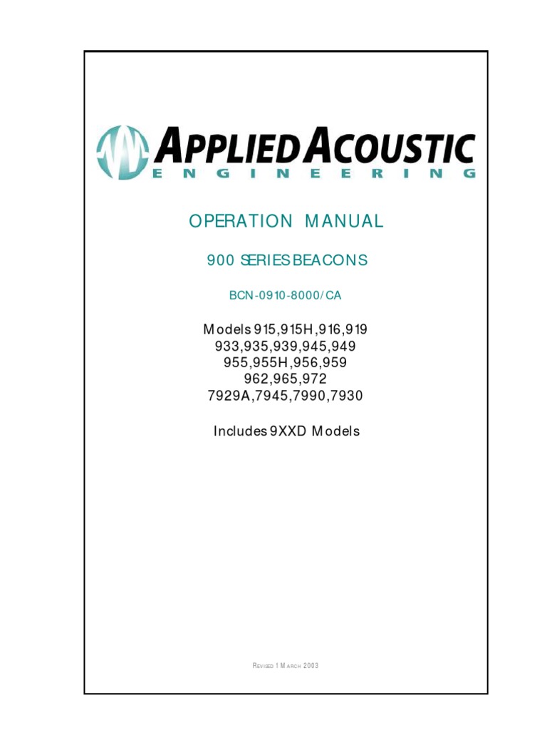 900 Series Beacon Operation Manual | PDF | Rechargeable Battery ...