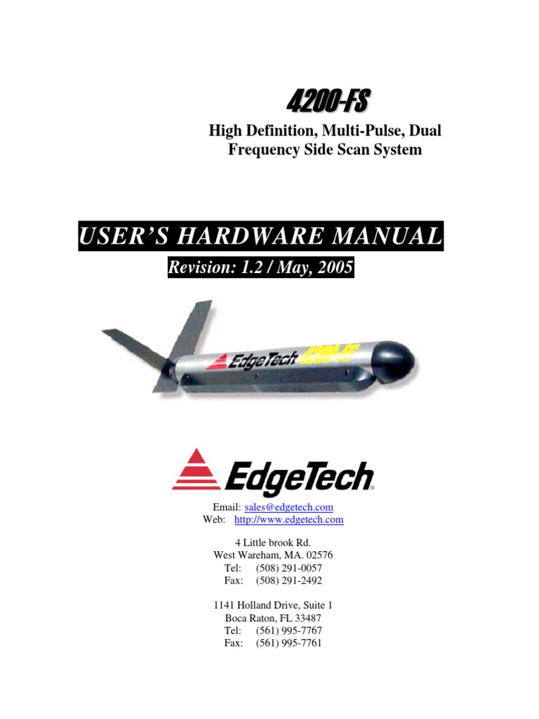 Edgetech 4200fs hd mp df side scan system towfish user manual rev 1