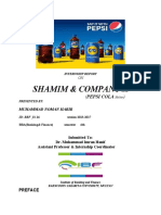Pepsi Cola Shamim & CO Internship Report
