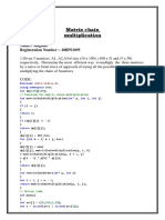 Matrix chain multiplication comparison table