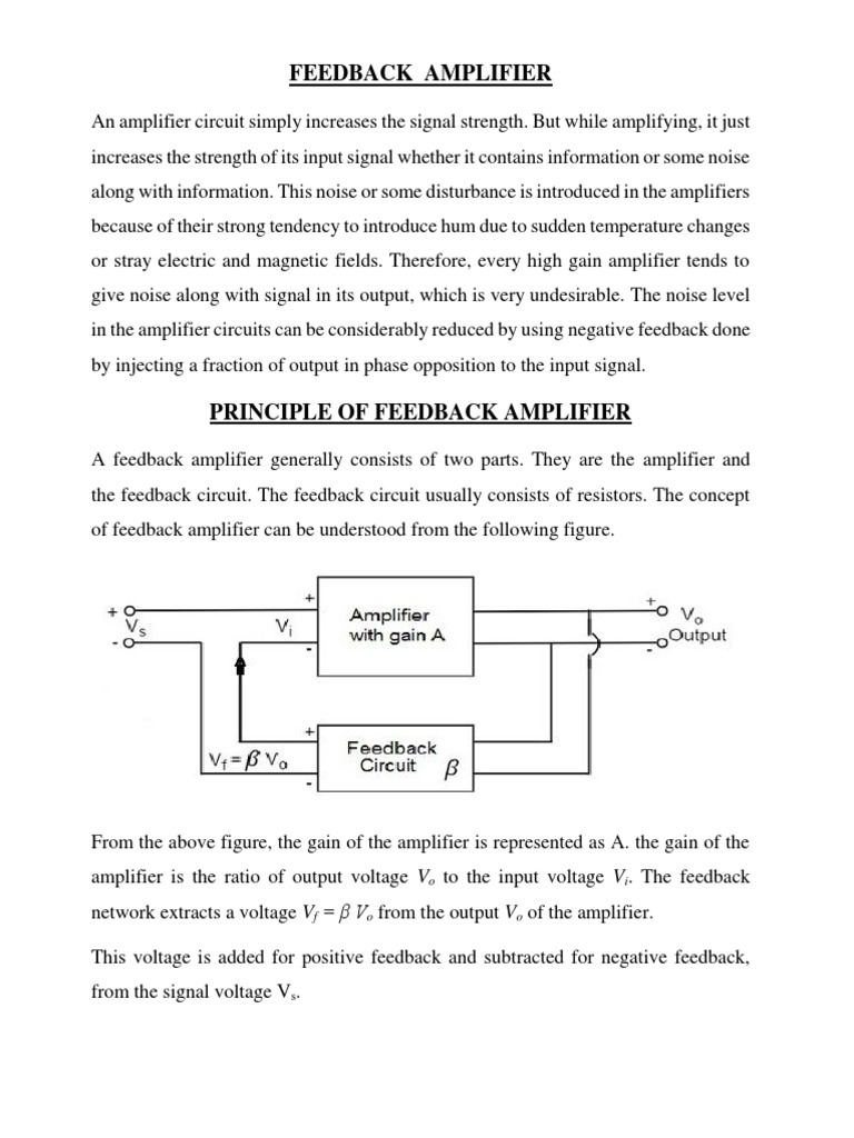 Feedback Amplifier PDF Amplifier Feedback