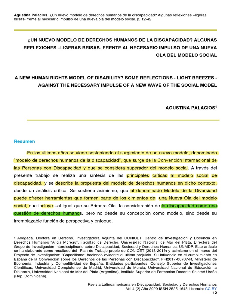 Modelo de Derechos Humanos en Discapacidad | PDF | Invalidez | Derechos ...