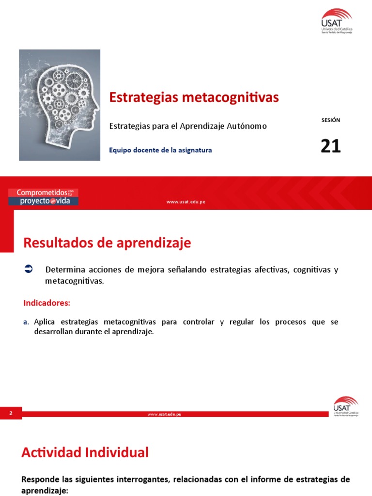 Sesión 21 - Estrategias Metacognitivas | PDF | Teoria de la mente ...
