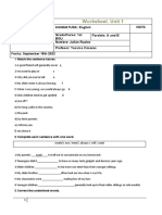 Grammar Worksheet Unit 1