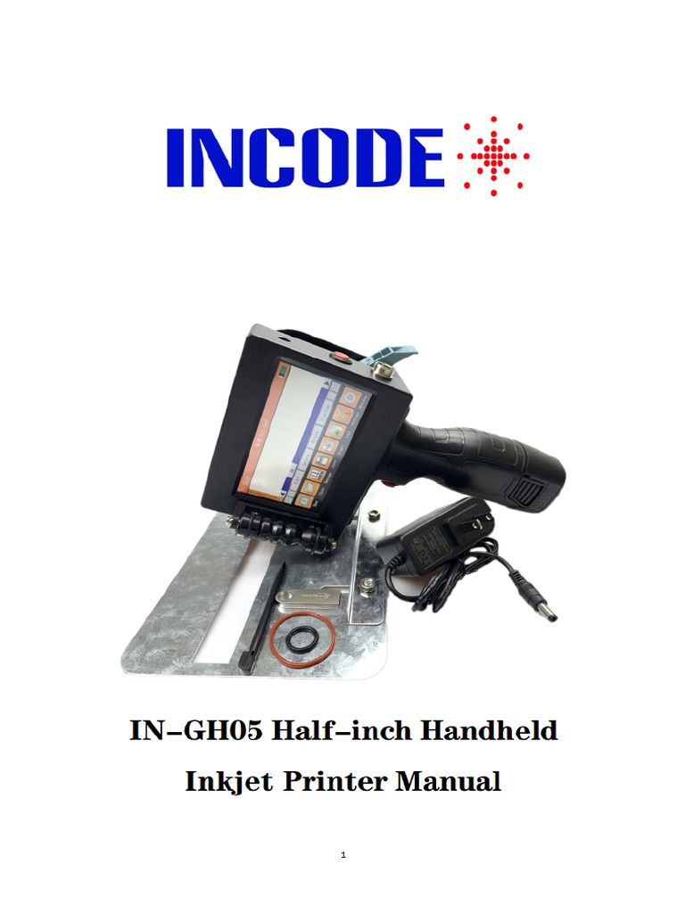 IN-GH05 Half-Inch Handheld Inkjet Printer Manual | PDF