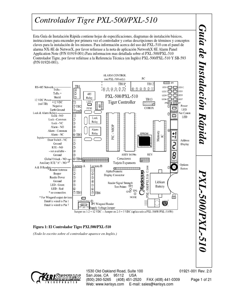 Guia de Instalacion Rapida Controlador PXL-500 y PXL-510 | PDF | Diodo  emisor de luz | Memoria de acceso aleatorio, image size:768x1024