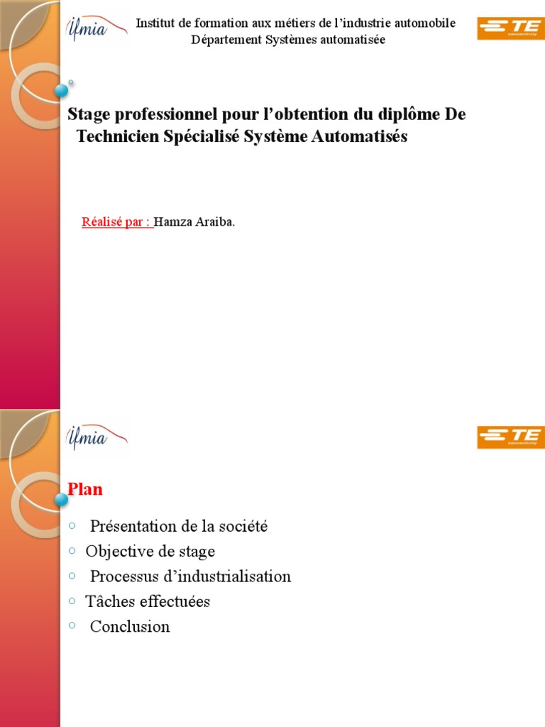 Présentation stage PDF Voitures