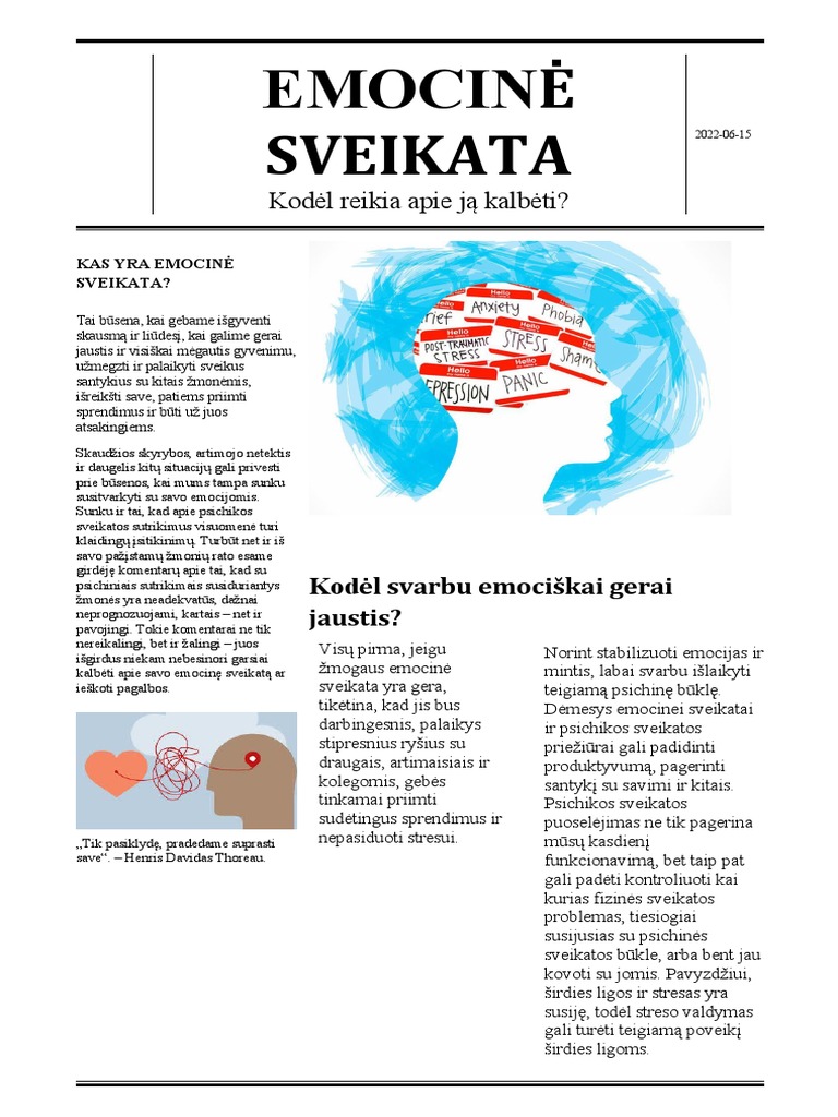 EMOCINĖ SVEIKATA Laikraštis | PDF