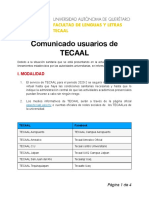 Comunicado virtuales TECAAL UAQ
