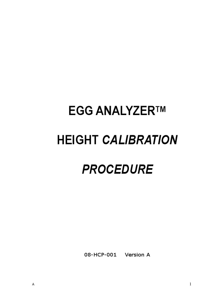 Egg Analyzer Height Calibration Procedure ALTURA PDF Calibration