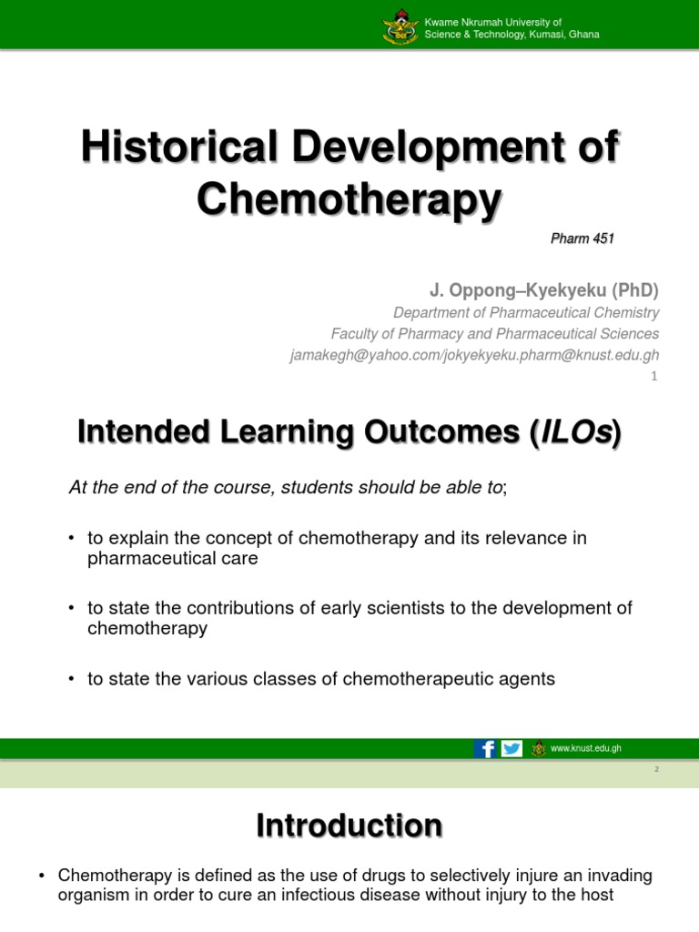 Pharm 451 Historical Development Of Chemotherapy 2021 Pdf