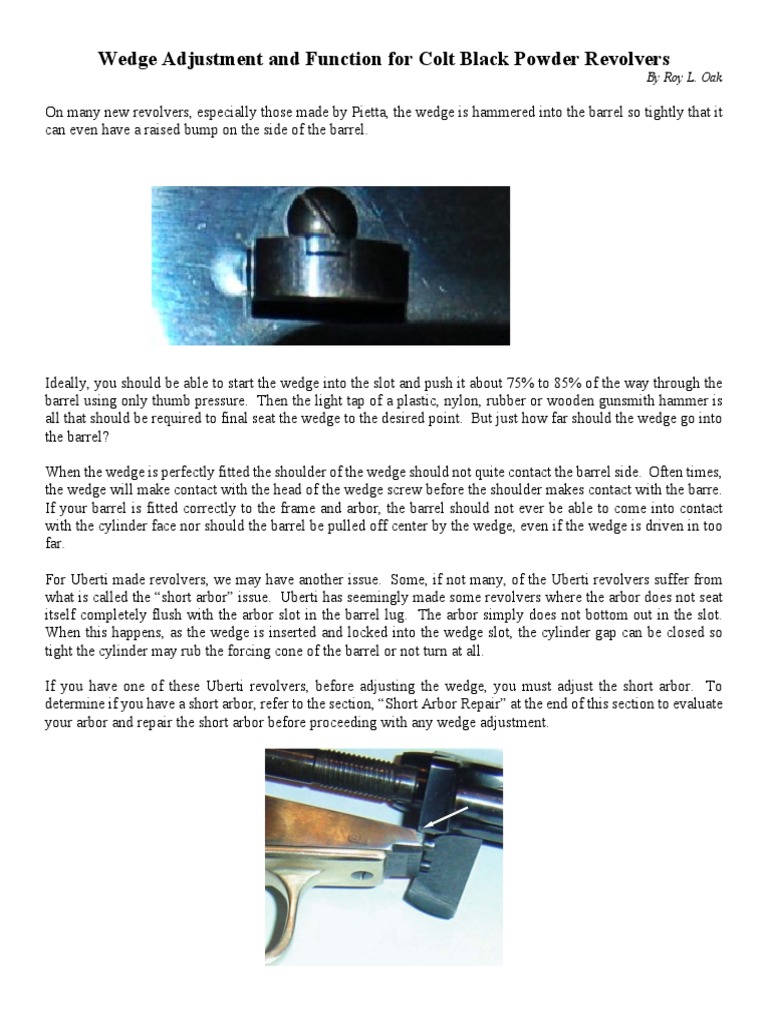 Wedge Adjustment and Short Arbor Repair PDF Revolver Gun Barrel