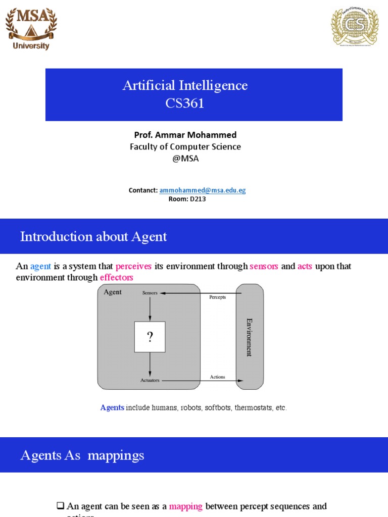 CS361 AI Week2 Lecture1 | PDF | Artificial Intelligence | Intelligence ...