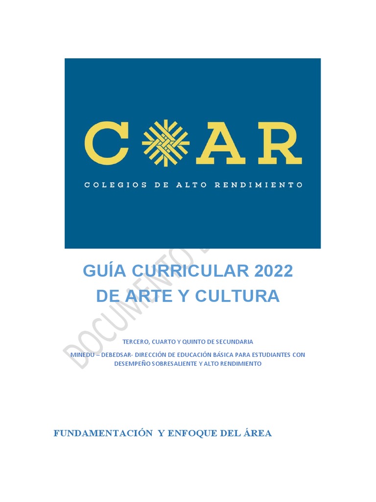Guía Curricular Arte y Cultura 2022 | PDF | Aprendizaje | Plan de estudios
