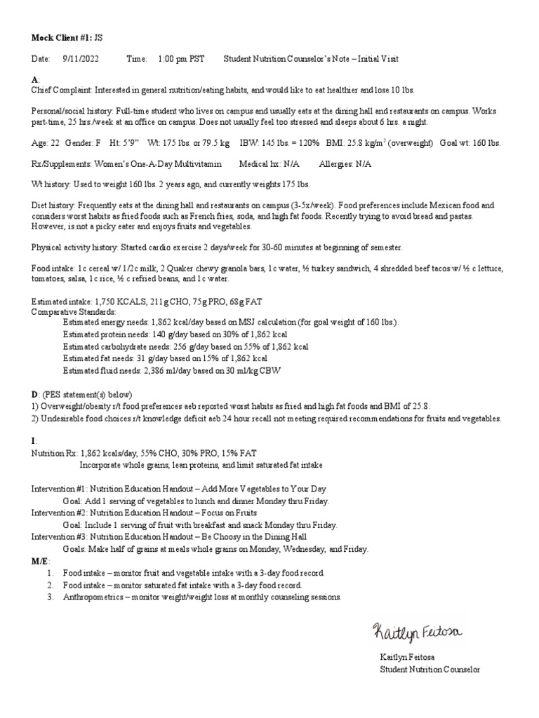 Adime mock client 1 download free pdf foods human nutrition