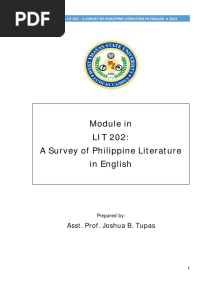 LIT 202 - Survey of Philippine Literature in English