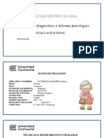 Evaluación psicológica de paciente de 60 años