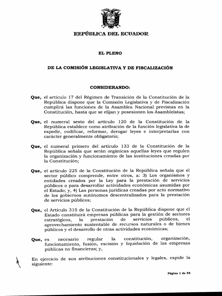 Ley de Empresas Publicas Ecuador | PDF