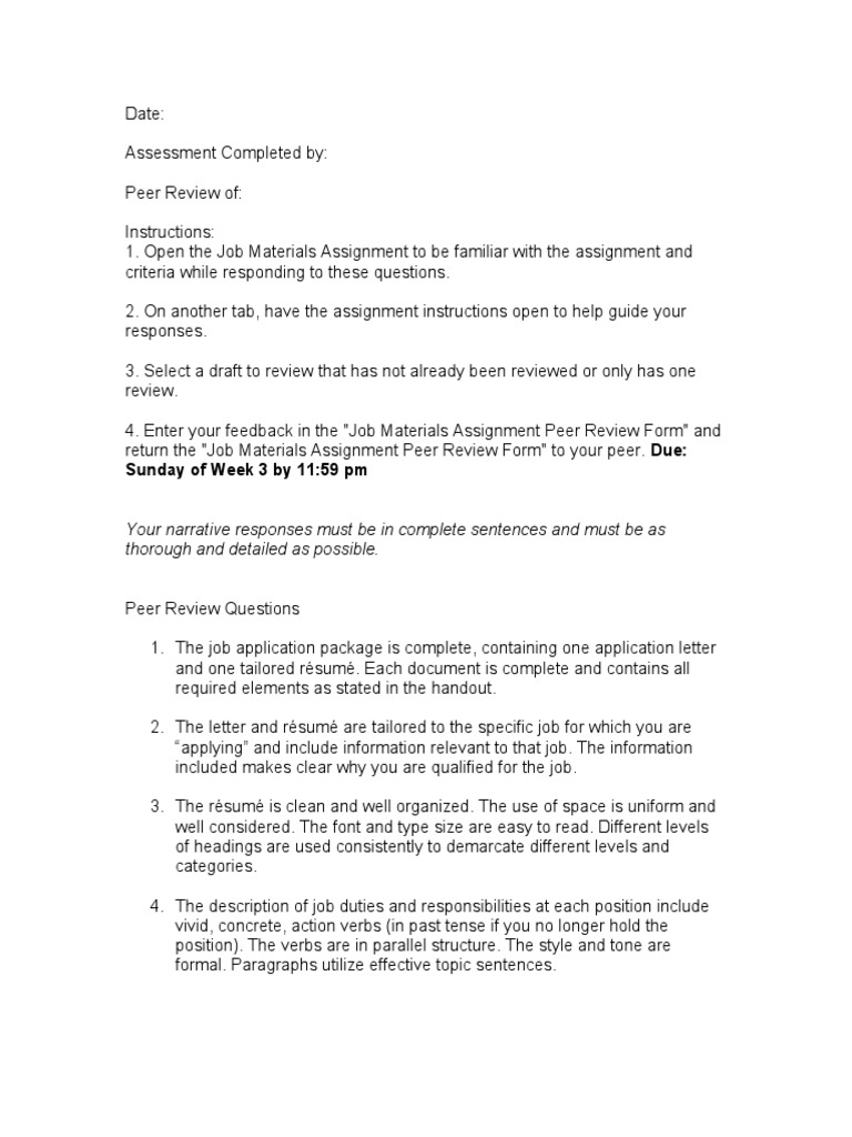 Job Materials Assignment PR Form3 PDF Résumé Cognition