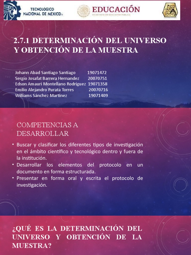 2.7.1 Determinación Del Universo Y Obtención