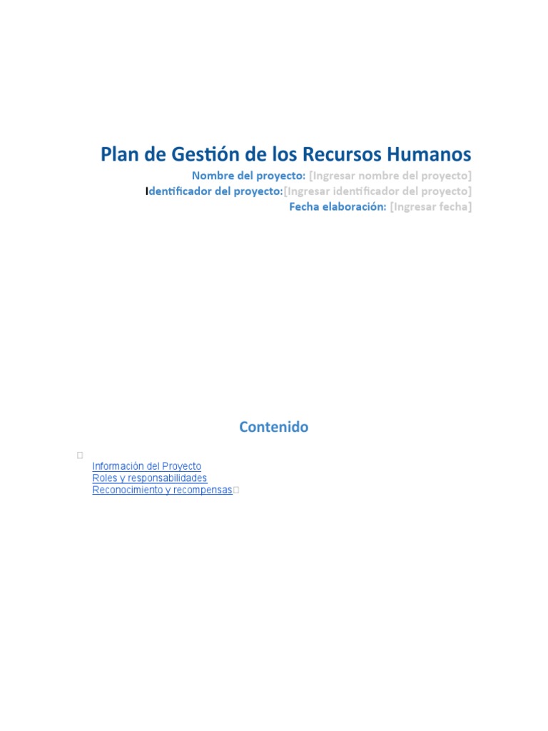 Plan de Gestión de Recursos Humanos | PDF | Negocios