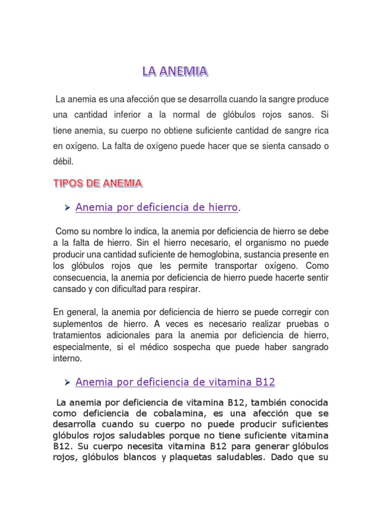 Tipos y causas de la anemia | PDF | Anemia | Glóbulo rojo