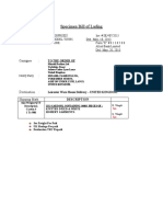 Specimen Bil of Lading