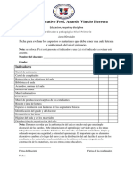 Ficha para Evaluar Los Aspectos Del Aula Nivel Primario