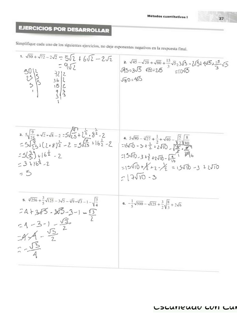 6 2 Simplificación De Radicales Pdf