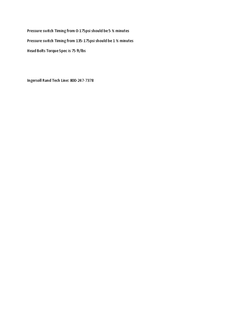 Ingersoll Rand 2475 Timing and Torque Specs PDF