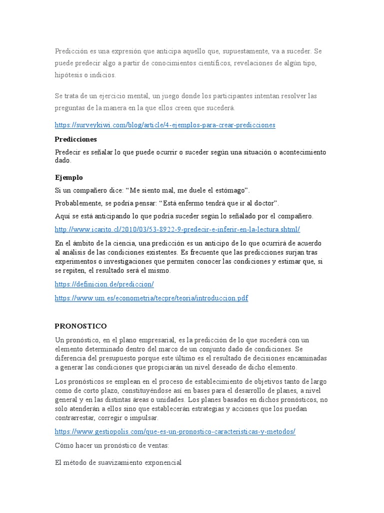 Técnicas de Predicción y Pronóstico | PDF | Predicción