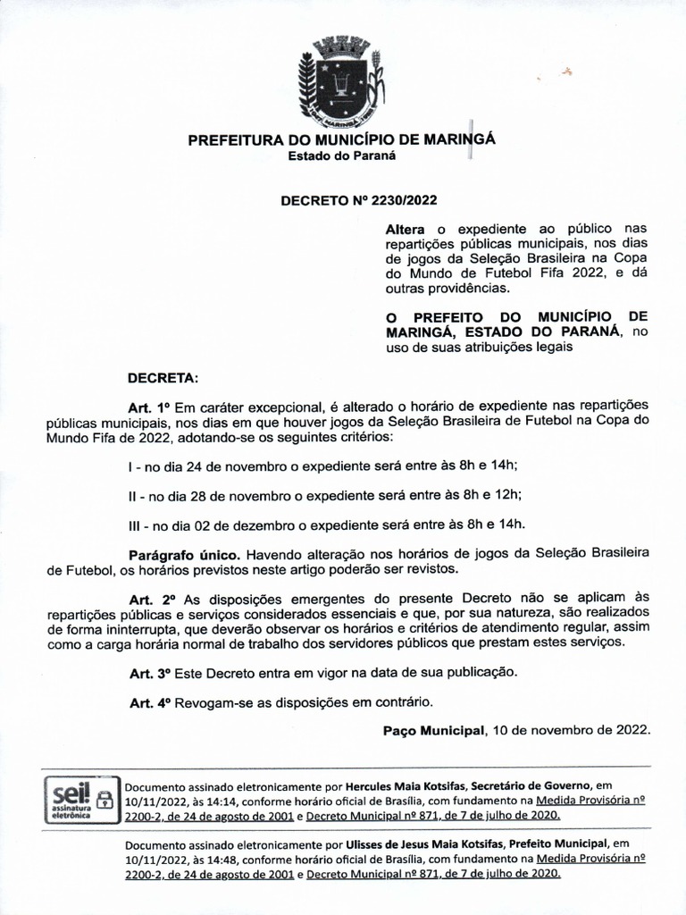 Copa do Mundo: Prefeitura de Monteiro altera expediente nas