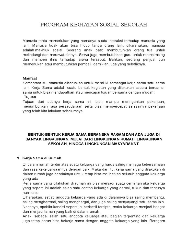 pendidikan informal contoh kegiatan sosial