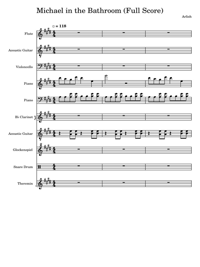Michael in The Bathroom Full Score | PDF | Musical Instruments | Music ...
