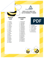 LIST OF WORDS 4th GRADE SPELLING BEE - 2022