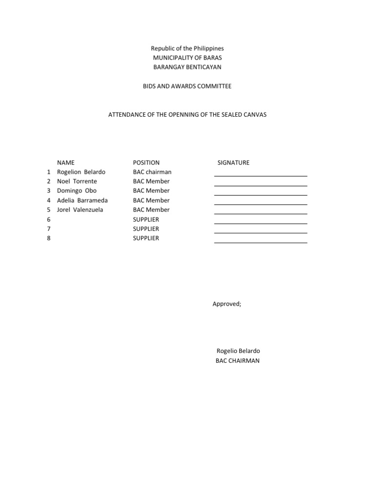 Barangay Bids and Awards Committee | PDF