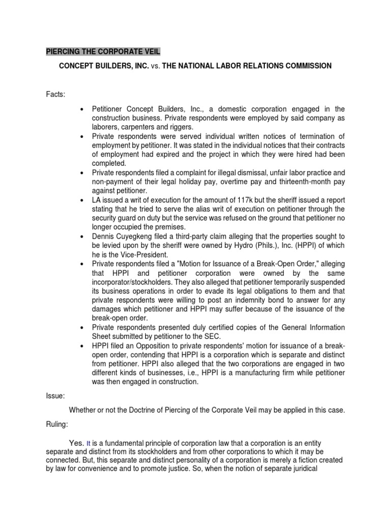 Piercing The Corporate Veil PDF Piercing The Corporate Veil