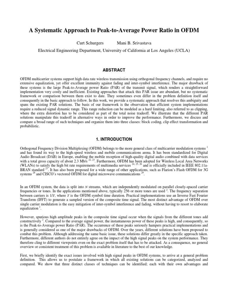 A Systematic Approach To Peak-to-Average Power Ratio in OFDM | PDF ...