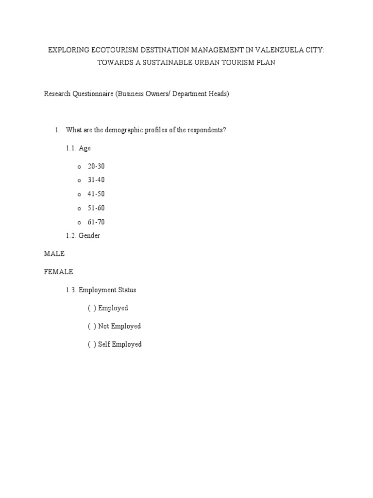 Department Heads and Investors Research Questionnaire JBD PDF