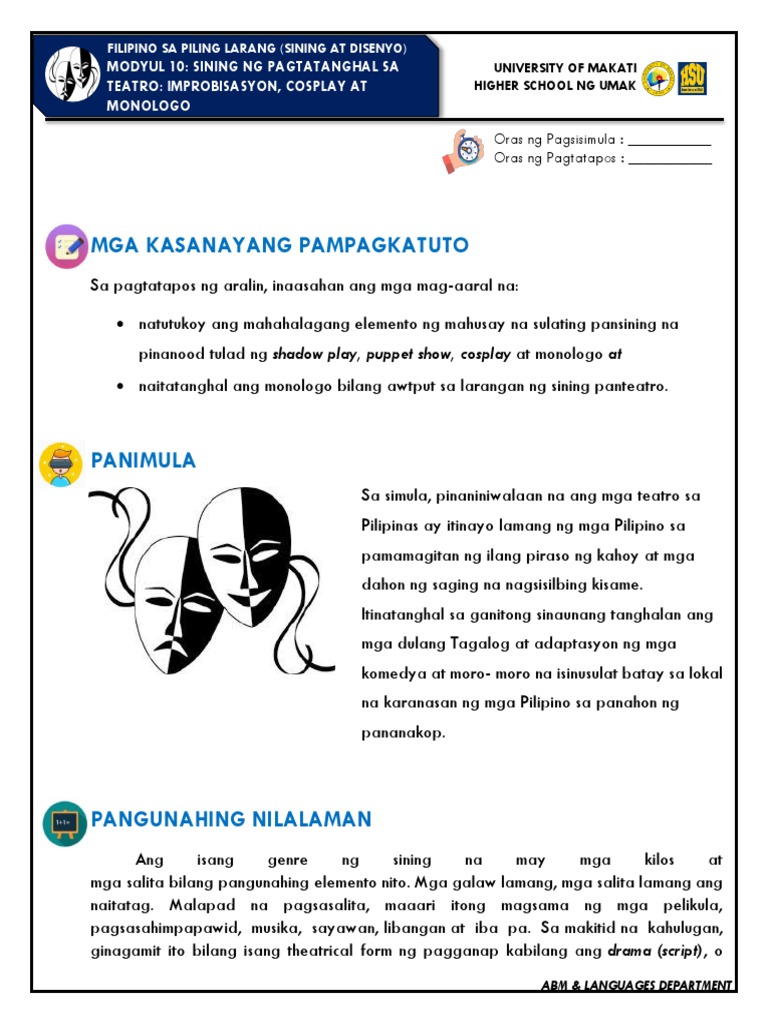 Module 10 - Sining NG Pagtatanghal | PDF