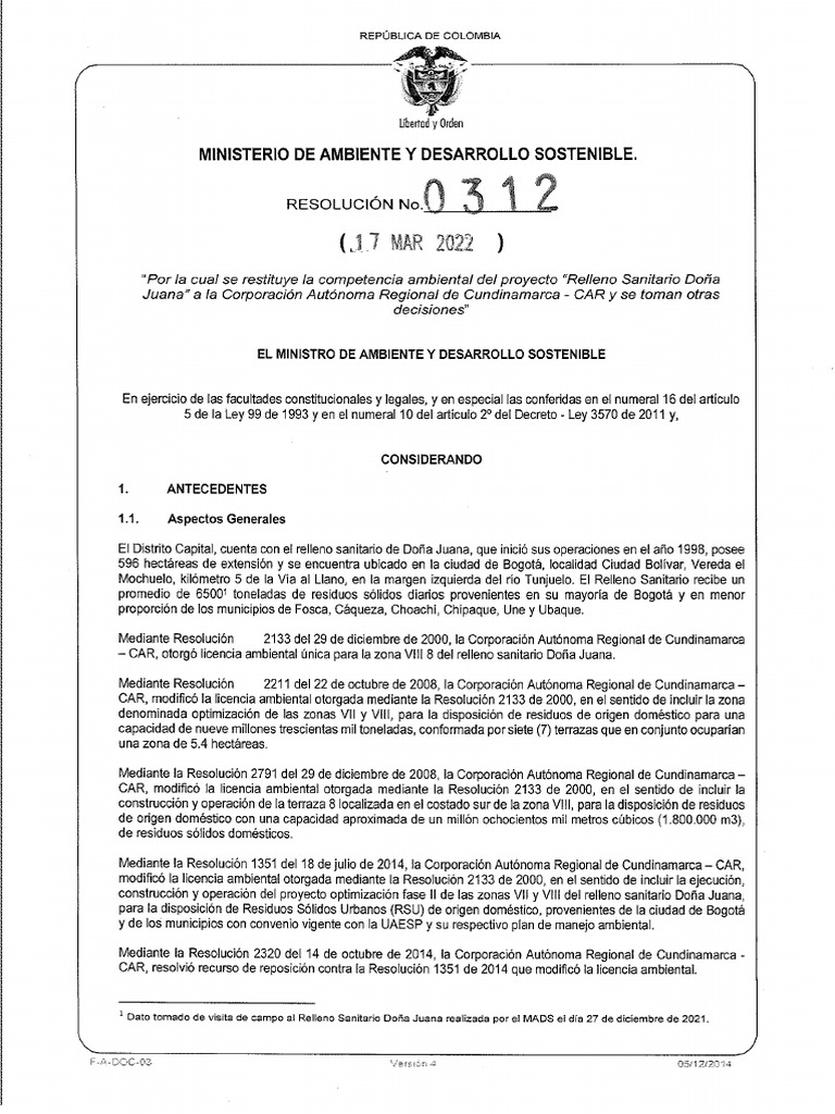 Resolucion 0312 de 2022 | PDF