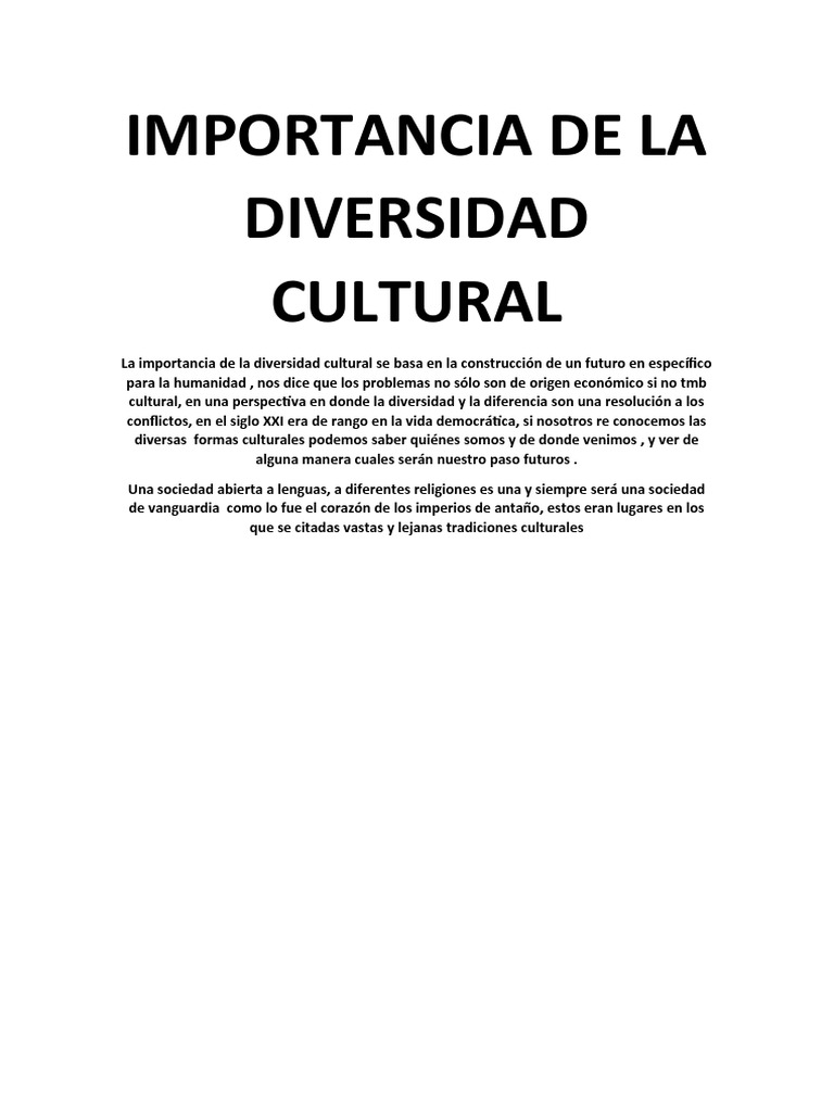 Importancia de La Diversidad Cultural | PDF