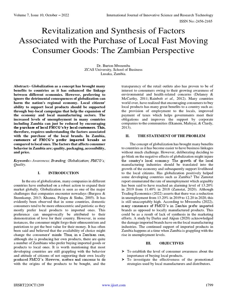 Factors Influencing Local FMCG Purchases in Zambia | PDF | Brand ...